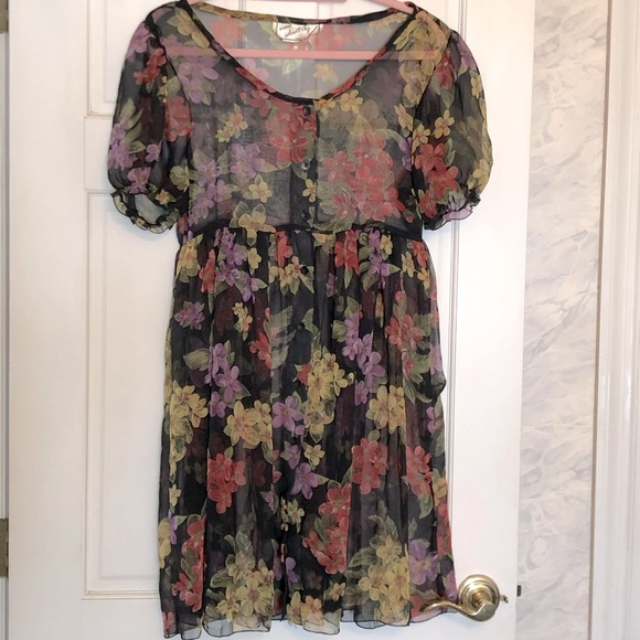 Dresses & Skirts - Vintage 90s chiffon midi dress kimono